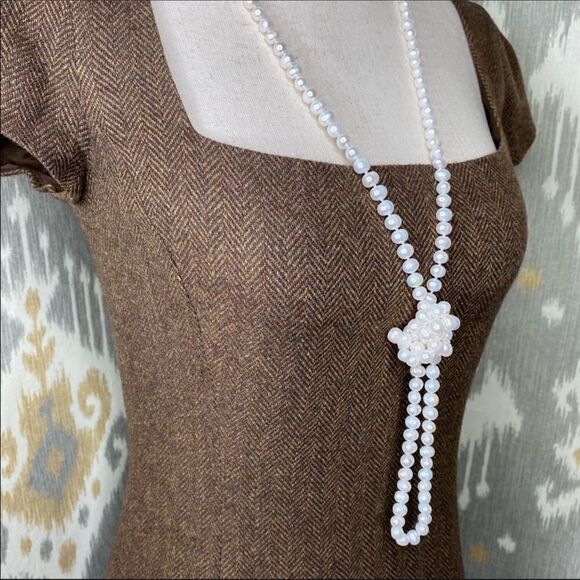 Ralph Lauren Brown Herringbone Lambswool Tweed Cap Sleeve Sheath Midi Dress - Picture 3 of 16